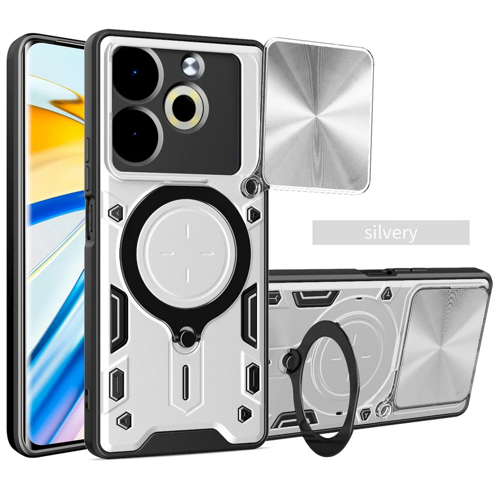Puzdro na ochranu kovového krúžku pre Tecno povA 6 Neo Tecno povA 6 Neo Armor Rotujúci kryt držiaka