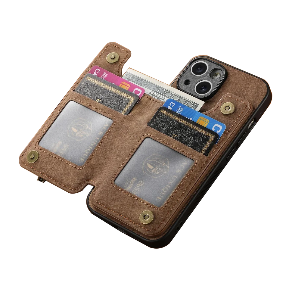 Puzdro na peňaženku zipsu pre fonda xiaomi POCO x6 PRO x4 x3 NFC GT M5 M4 M3 F5 F3 C31 LUXURY MAGNETICKÝ DOKONKÝ KOŽENÝ KRYT 4 CARD Slot Slot Cover