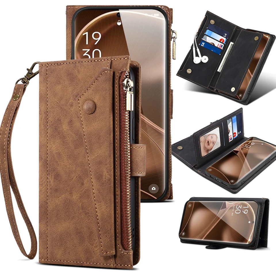 Puzdro na ruky s peňaženkou pre Oppo Find X6 PRO X6PRO Multifunkcia Flip Leather Mobile Cover Cover automobil fond fondy wite lano zadarmo