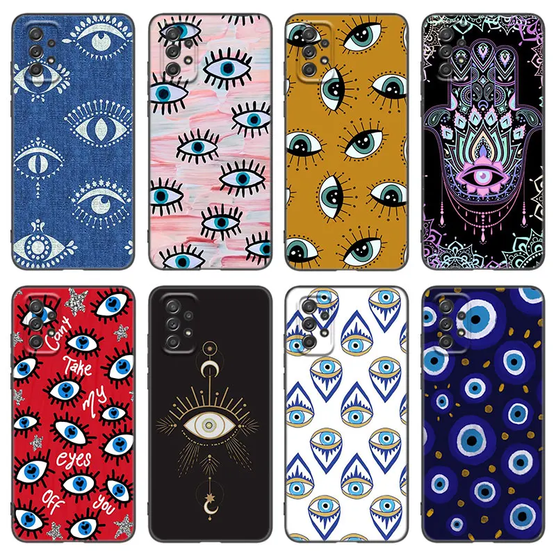 Puzdro na telefón Blue Evil Eye pre Samsung Galaxy A13 A22 A32 4G A53 A73 5G A21 A30 A50 A52 S A12 A23 A31 A33 A51 A70 A71 A71 A71
