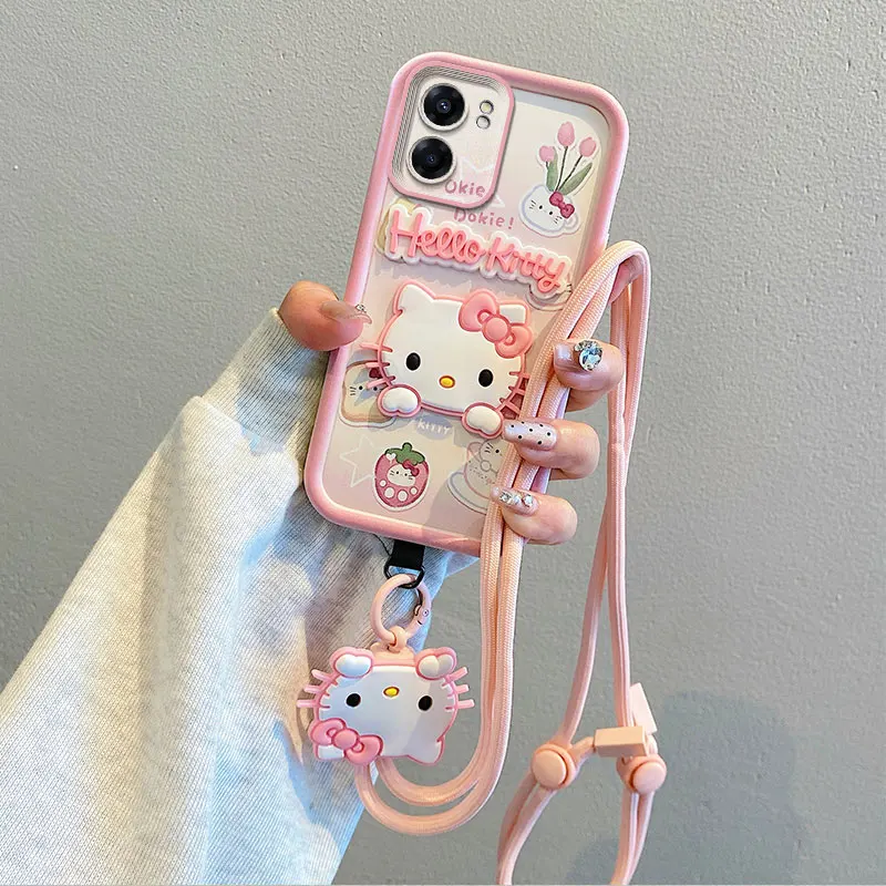 Puzdro na telefón Crossbody pre Xiaomi Redmi 9AT 9C NFC 9i A1 A2 A3 A3X 3D Cartoon Hello Kitty Kuromi Lotso Lotso Bear Hračkový kryt