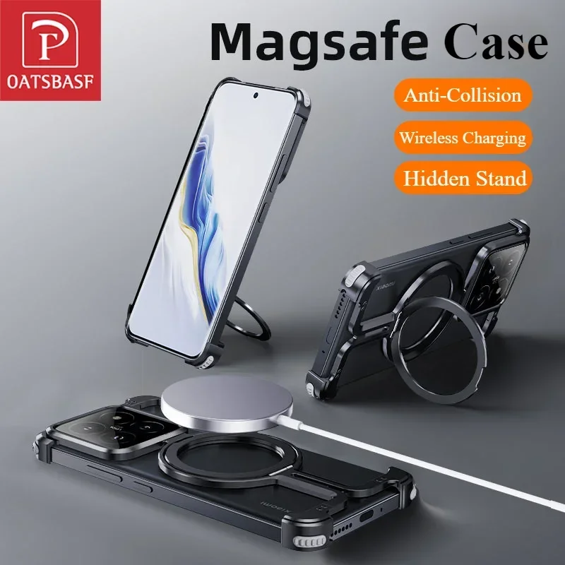 Puzdro na telefón Oatsbasf pre Xiaomi 14/14Pro/14ultra nabíjací kryt na nabíjanie krytu na nabíjanie s nárazom nárazom s magnetickým skrytým štartom