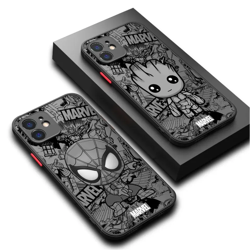 Puzdro na telefón pre Apple iPhone 7 6s 14 Pro Max xr SE xs x 12 Mini 8 plus 15 Pro 11 Pro 13 Cartoon Marvel Spiderman Groot Cover