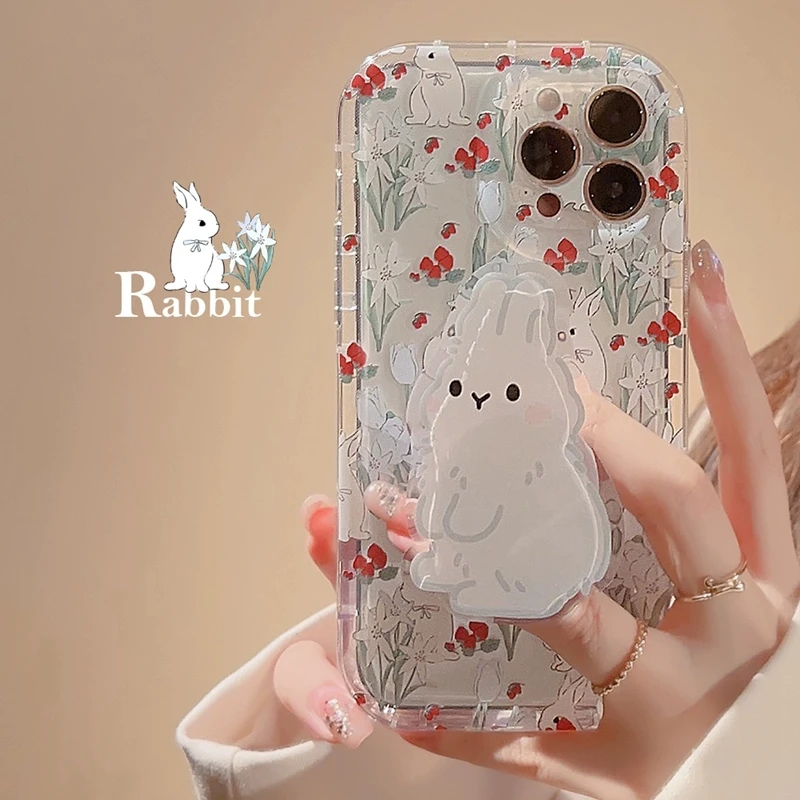 Puzdro na telefón pre Huawei Honor X7 X8 X6 X9 X9A 70 90 Nova Y70 Y90 9 10 SE 11 Y9S Magic 5 Lite P40 Cute Rabbit Grip Držiteľ držiteľa držiteľa