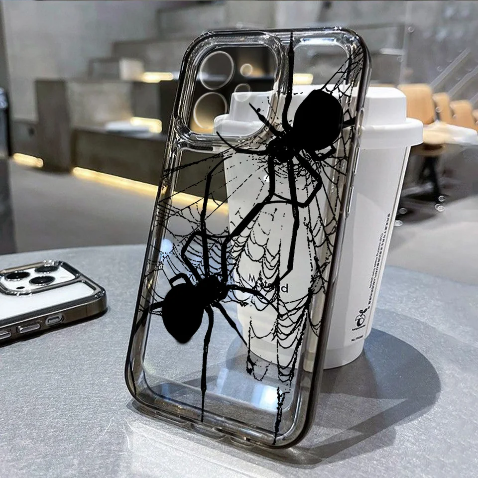 Puzdro na telefón pre iPhone 14 Pro Max Case iPhone 15 11 12 13 Pro Max xr xs x 7 8 15 14 plus SE Spider Pattern Clear Crystal Cover