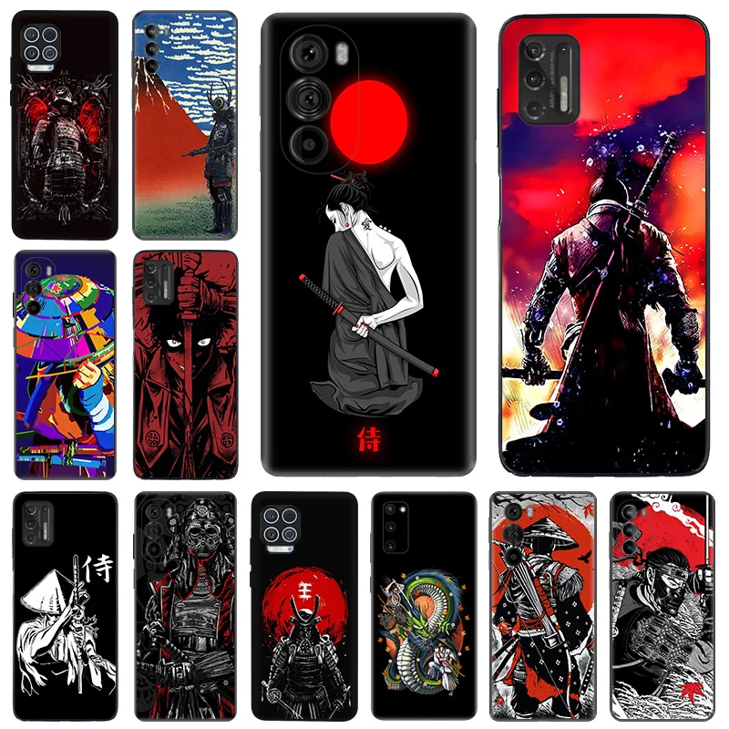Puzdro na telefón pre Motorola G50 4G G51 G30 G31 G60 G71 G22 G32 G52 G60S G72 G73 G53 G9 Ancient Samurai Black Soft Anti-Drop Cover
