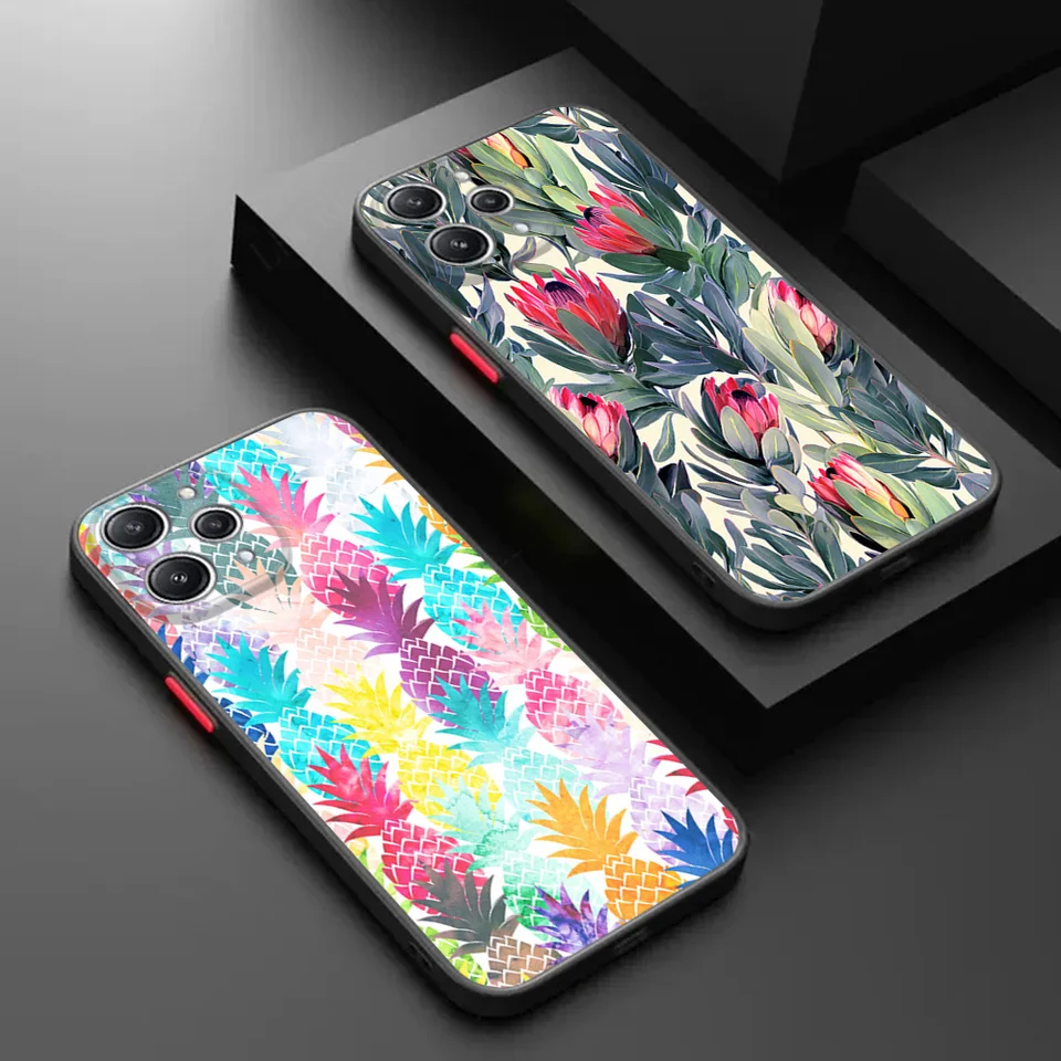 Puzdro na telefón pre redmi poznámku 9 9S 10 10S 9T 8 8T A1 A2 10A 10C 9A 9C 7 P ananásové tropické listy Xiaomi 10t Tripment Funda Shell