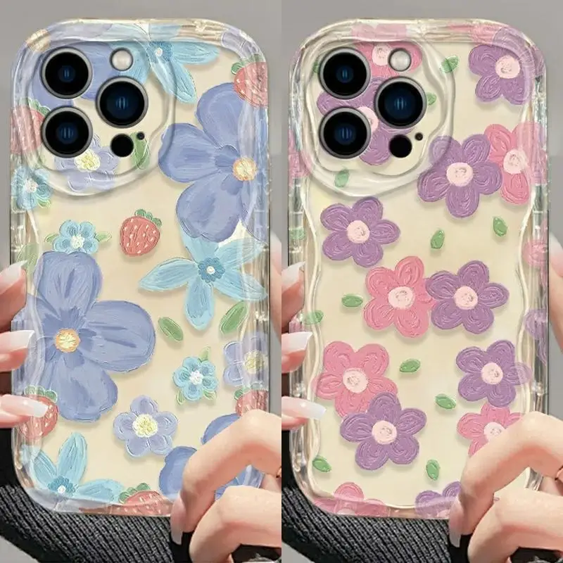 Puzdro na telefón pre Samsung Galaxy S24 Ultra S22 S21 plus S20 S23 Fe A55 A35 A54 A24 A14 A34 A25 A15 A53 A33 A33 A73 Cover Flower Soft