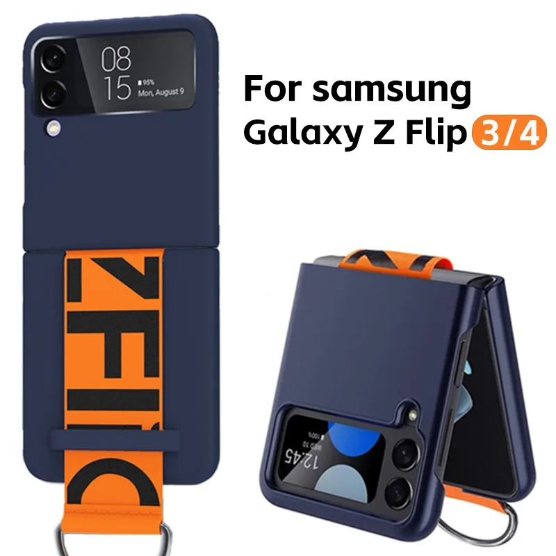 Puzdro na telefón pre Samsung Galaxy Z Flip 4 3 TPU Puzdro Silikón nylonový remienok a puzdro na kovový prsteň s nárazom pre Galaxy Z Flip4 3