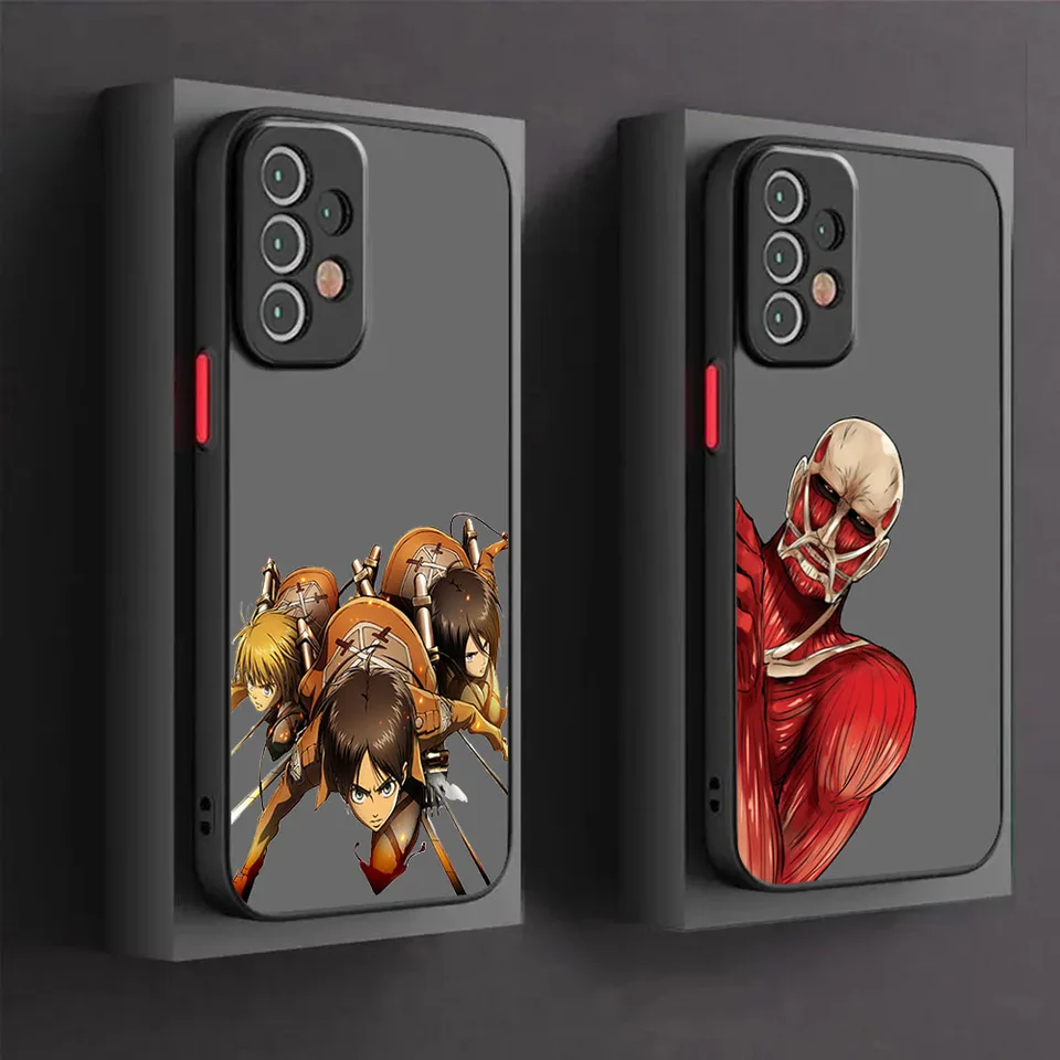 Puzdro na telefón pre Samsung S24 Note20 S23 S22 S21 S20 S10 A54 A71 A72 A73 5G Ultra Plus Fe Attack On Titan Black Trivecent Cover