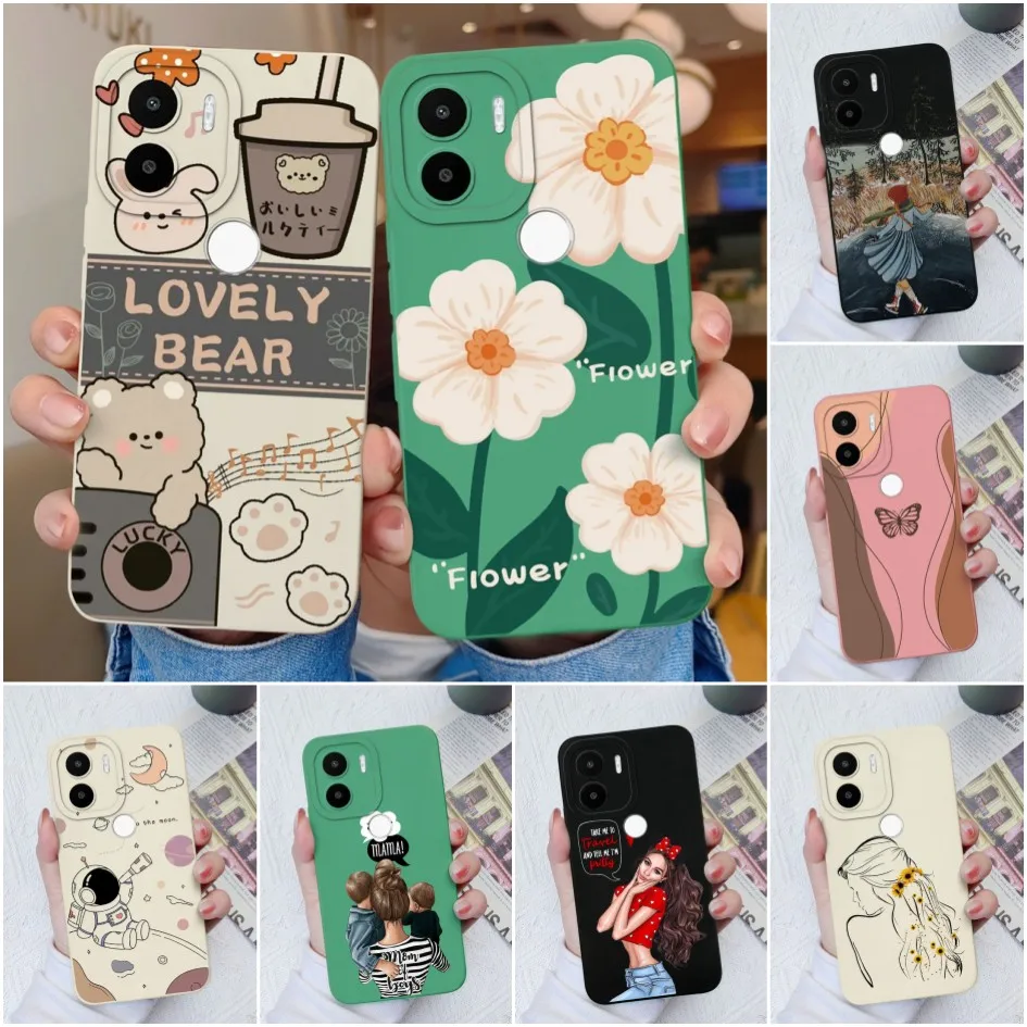 Puzdro na telefón pre Xiaomi Poco C51 Luxusné ochranný štvorcový kryt kvapalina Silicone Soft TPU Butterfly pre Xiaomi POCO C50 Funda Coque