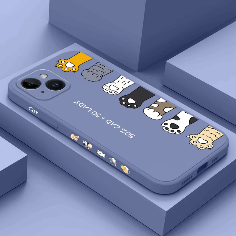 Puzdro na telefón s mačkou pre iPhone 16 15 14 13 12 11 plus Pro Max Mini x xr xs plus kvapalina silikónového krytu