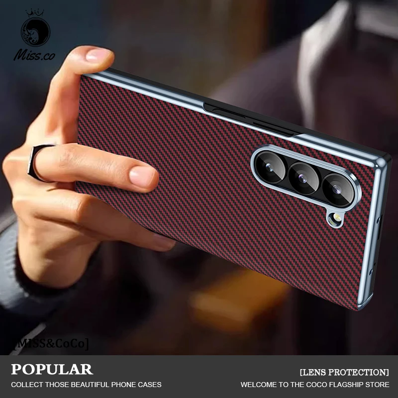 Puzdro na telefónny telefón s uhlíkovými vláknami pre Samsung Galaxy Z Fold 6 5 4 Anti-Scratch Coque Proti vibračné pánty Z Fold 5 6 4 Kryt telefónu