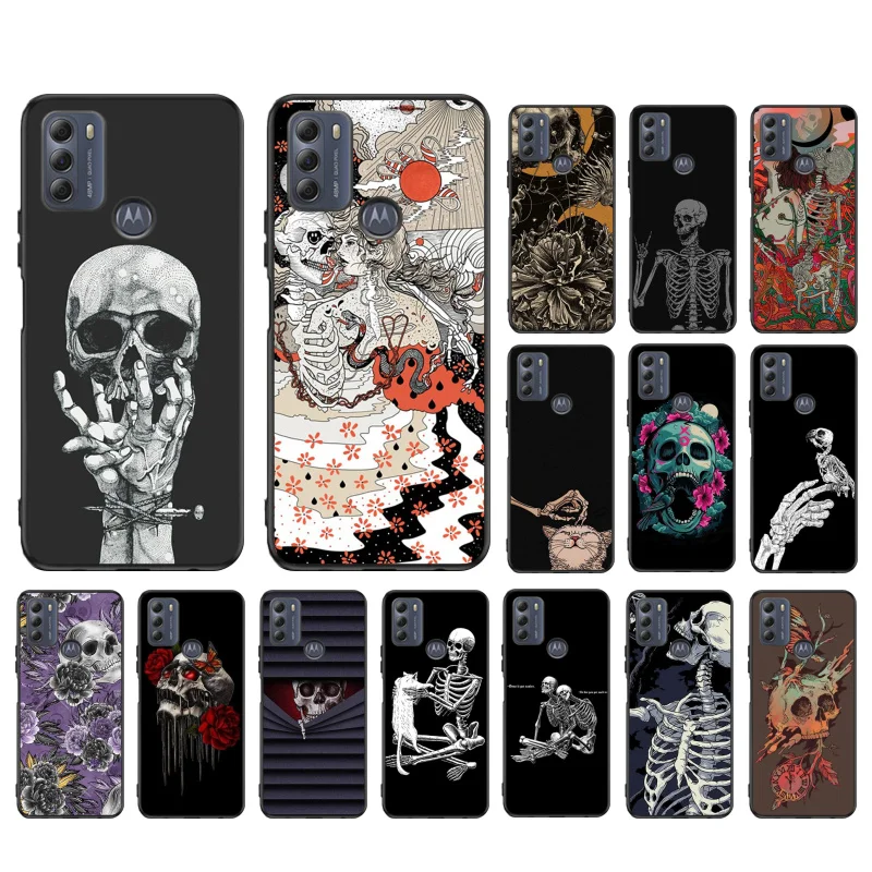 Puzdro na tetovanie skeletu lebky pre Motorola Edge 50 40 Pro 50 40 30 30 30 30 30 Ultra Neo Fusion Moto G Play g Stylus g Power g 5g