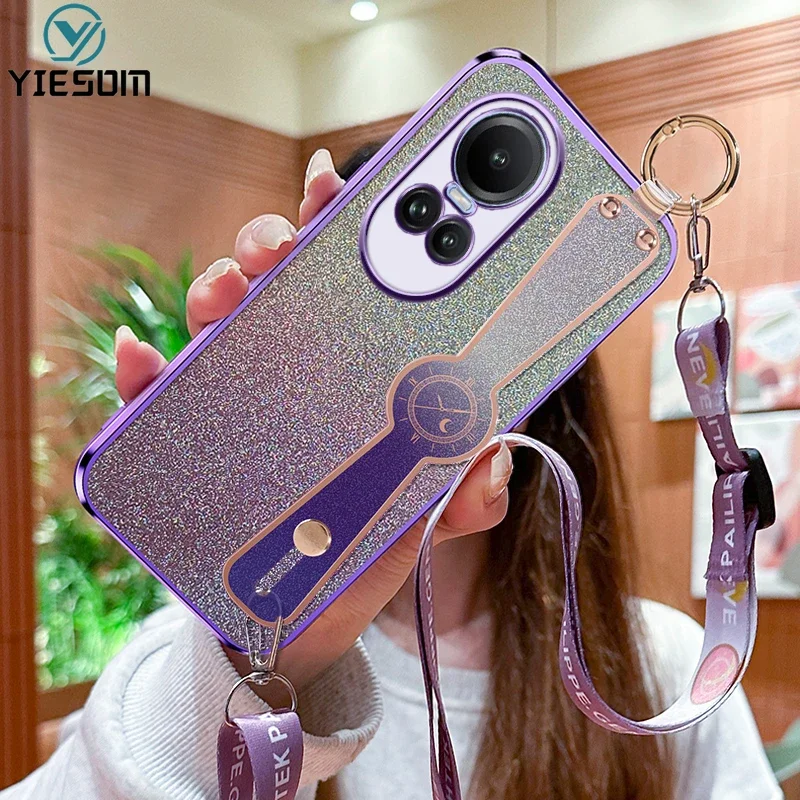 Puzdro na trblietky na zápästie pre remienok na telefón pre Oppo Reno 10 5G / Reno 10 Pro 5G Platenie Clear Soft Silicone Phone Držiak držiaka na držiak na držiak