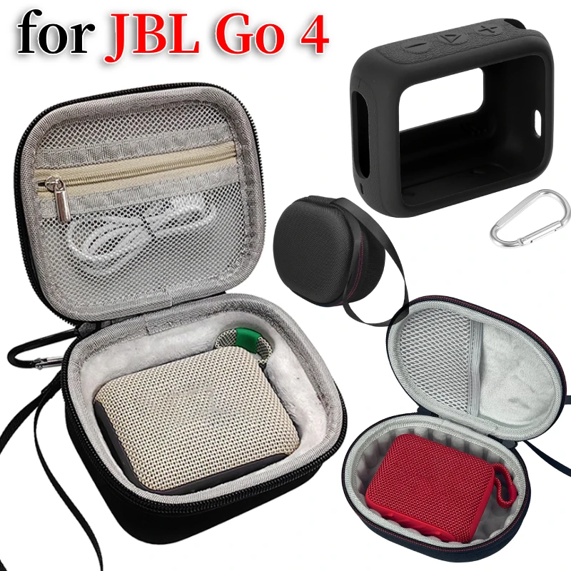 Puzdro na tvrdé prenosy pre JBL Go 4 Wireless Bluetooth reproduktor SOCPOUSPOPPROUS proti protikrachu cestovná ochranná taška s ručným lanom a karabínom