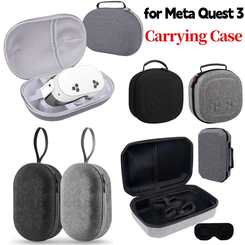 Puzdro na tvrdé puzdro s nárazom tvrdého plášťa s vreckovým vreckovým vreckom na mletie pre headset a príslušenstvo Meta Quest 3s VR