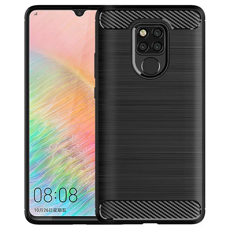 Puzdro na uhlíkové vlákno pre mate 20 x štíhle fit proti nárazu odolným silikónom proti knock zadný kryt pre huawei mate 20x nárazník s mäkkými telefónmi
