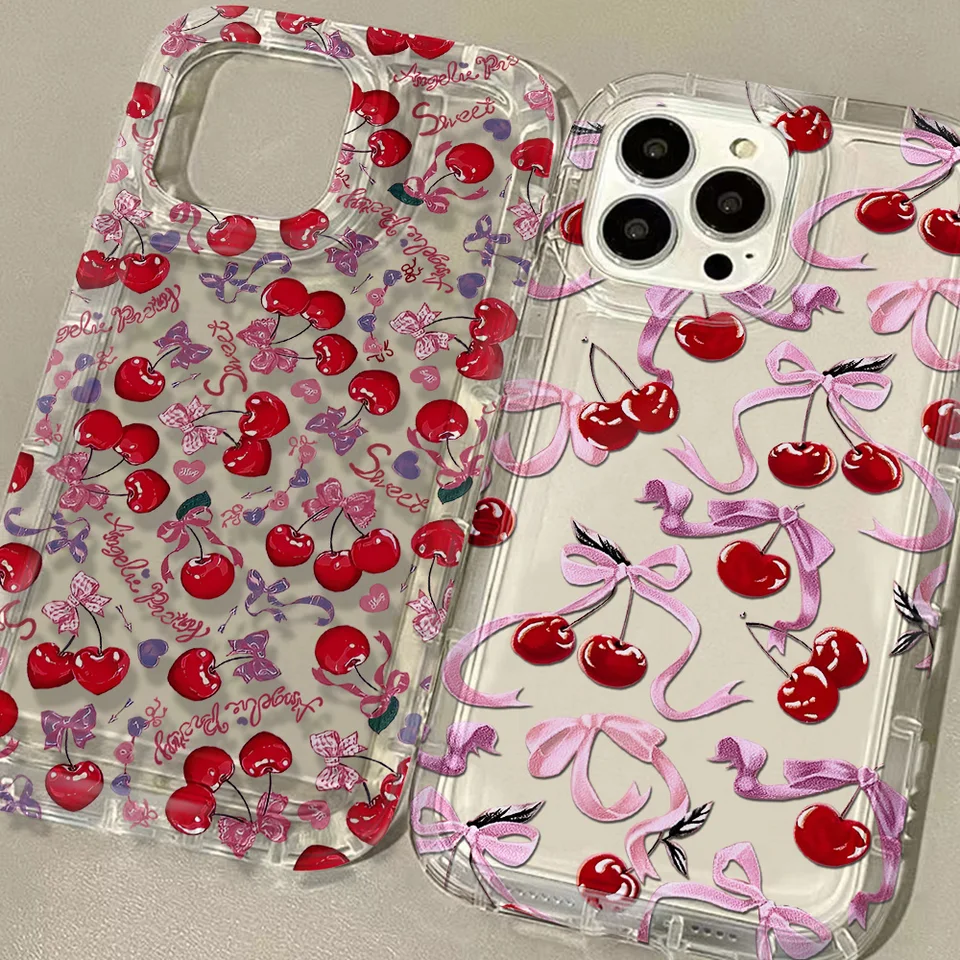 Puzdro na čerešňu na celej obrazovke pre puzdro pre telefón Samsung Galaxy S24 S23 S22 S21 S20 S10 Note0 Note10 Note10 Fe Ultra Plus 4G 5G Clear zadný kryt