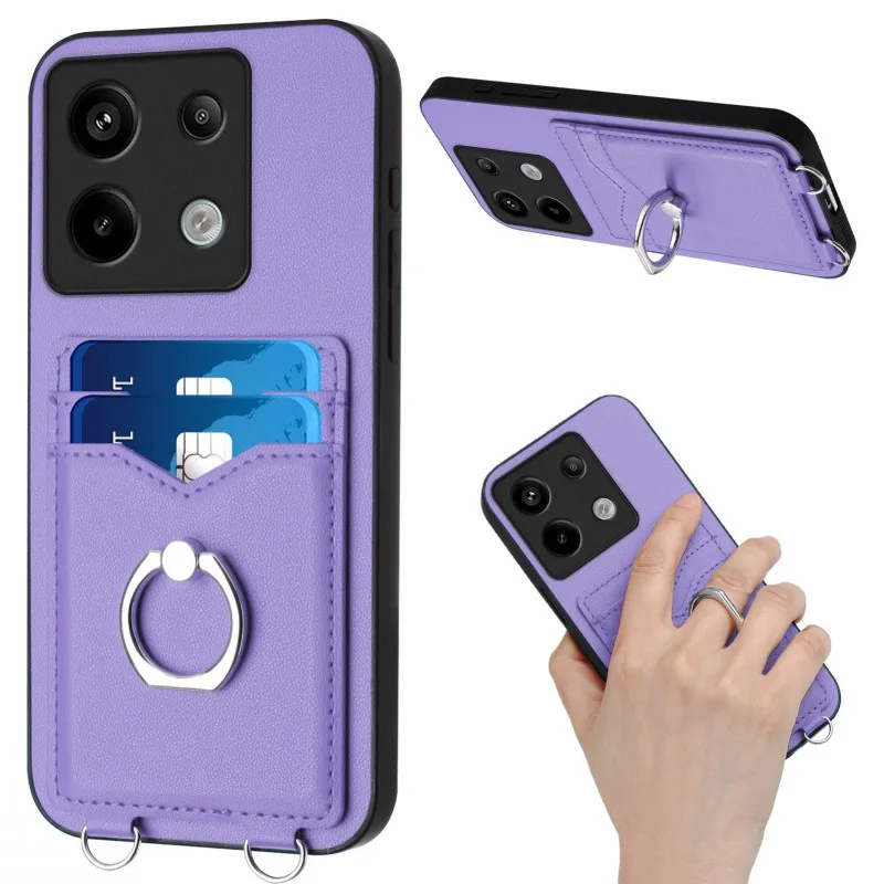 Puzdro pre držiak krúžku pre Xiaomi Redmi Poznámka 13 Pro Plus 12 12c 13c A3 12S POCO X6 M6 F6 PU ZÁKLADNÝ KARTA PLAVNÉHO KARTY SOCORPOREPORPOUS