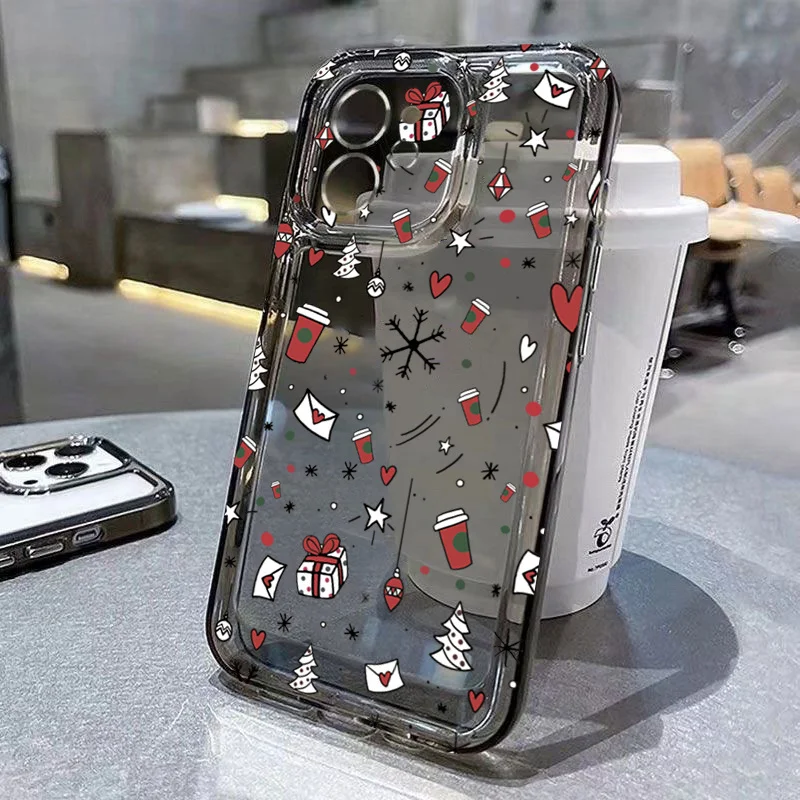 Puzdro pre iPhone 16 15 14 13 12 11 Pro Max x xr xs 7 8 Plus SE 2020 Luxusný karikatúra vianočná šoka nepriestrelného Priehľadného telefónu