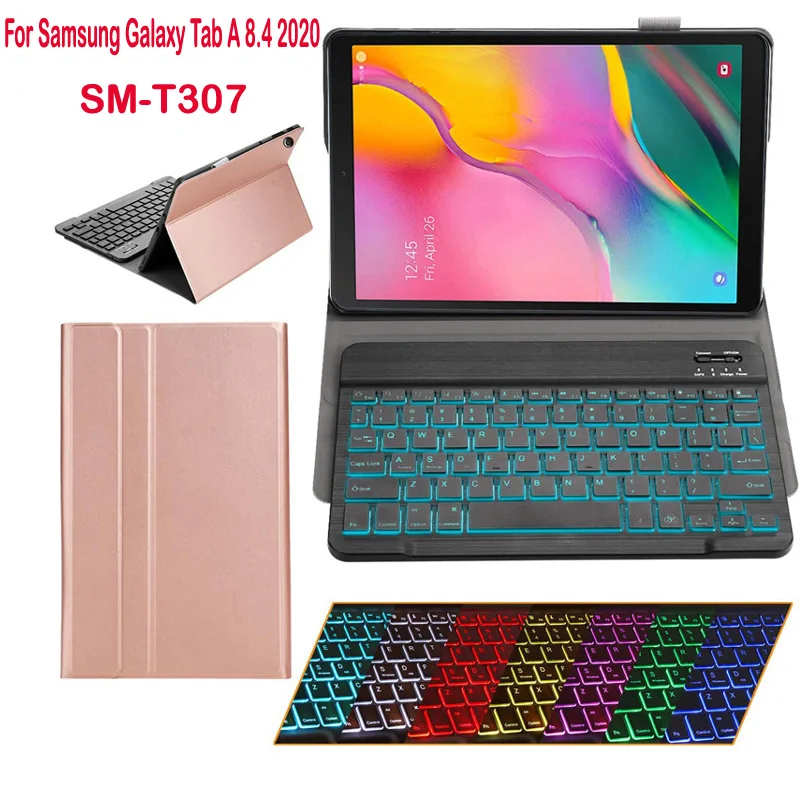 Puzdro pre kartu Samsung Galaxy A 8.4 2020 T307 SM-T307 Bezdrôtové podsvietenie Bluetooth Kryt klávesnice Klávesnica