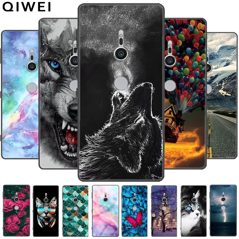 Puzdro pre kryt Sony Xperia XZ2 roztomilý karikatúra Soft Silikone Telefón zadné kryty pre Sony XZ1 XZ3 XZ2 Compaktné prémiové puzdrá škrupiny