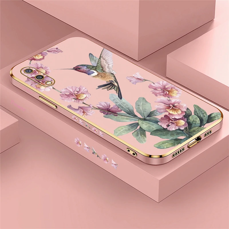 Puzdro pre kvetinové vtáky pre Samsung Galaxy M53 M14 M33 M54 M12 M13 M42 M51 M02 M02S M23 M32 M60S M62 Platačný kremíkový kryt Silikónu