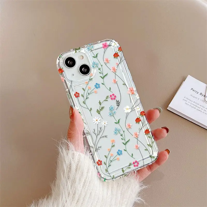 Puzdro pre kvetinový telefón pre iPhone 16 Pro Case iPhone 15 14 13 12 11 Pro Max 13 12 12 12 12 12 Mini Shock odolný voči mäkkému čistému krytu Funda