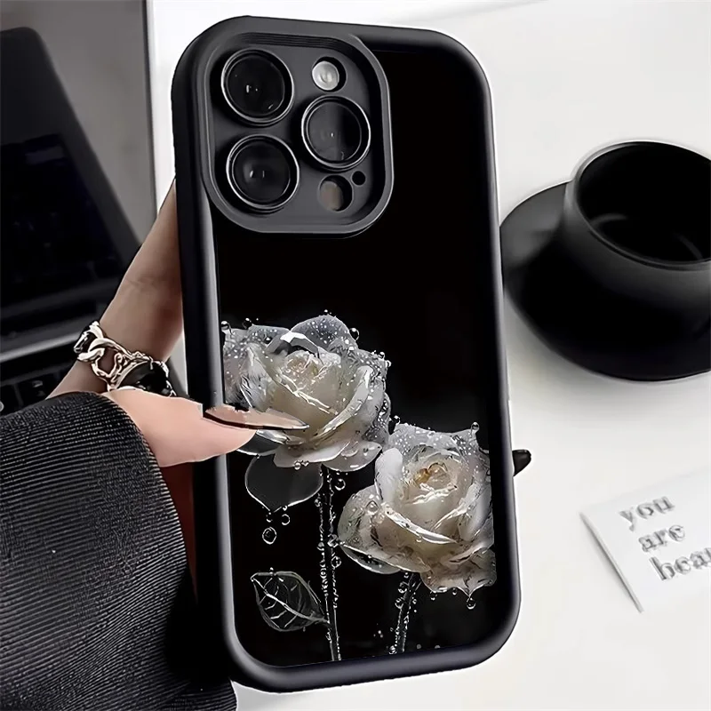 Puzdro pre kvetinu Crystal Rose pre puzdro pre iPhone 13 pre iPhone 11 15 16 12 14 Pro Max 7 8 Plus x xr xs SE 2020 Mäkký silikónový kryt
