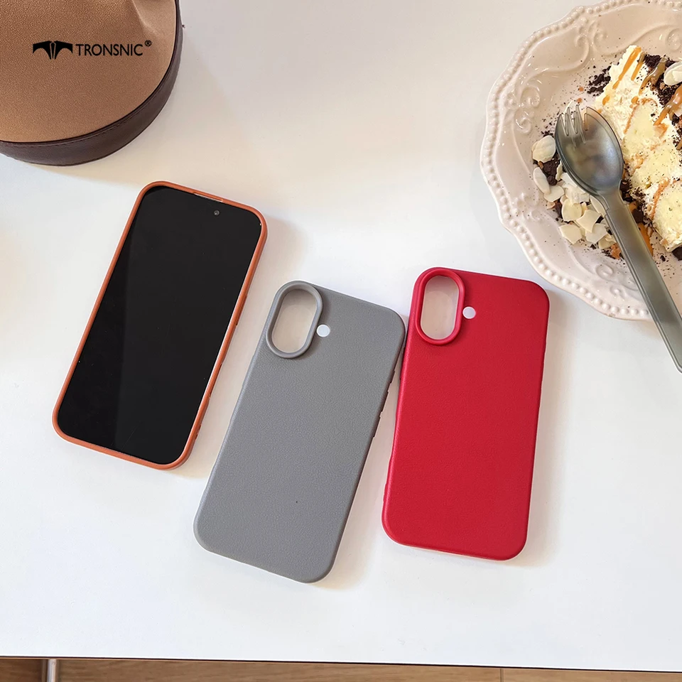 Puzdro pre luxusnú kože pre iPhone 16 15 14 13 12 11 11 Pro Max x Max max mäkké silikónové farebné páry oranžová šedá módna obálka