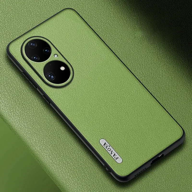 Puzdro pre luxusnú kožu pre Huawei P50 Pro zadný kryt matný TPU Silikónový ochrana telefónu pre Huawei P30 P40 Pro Plus Coque