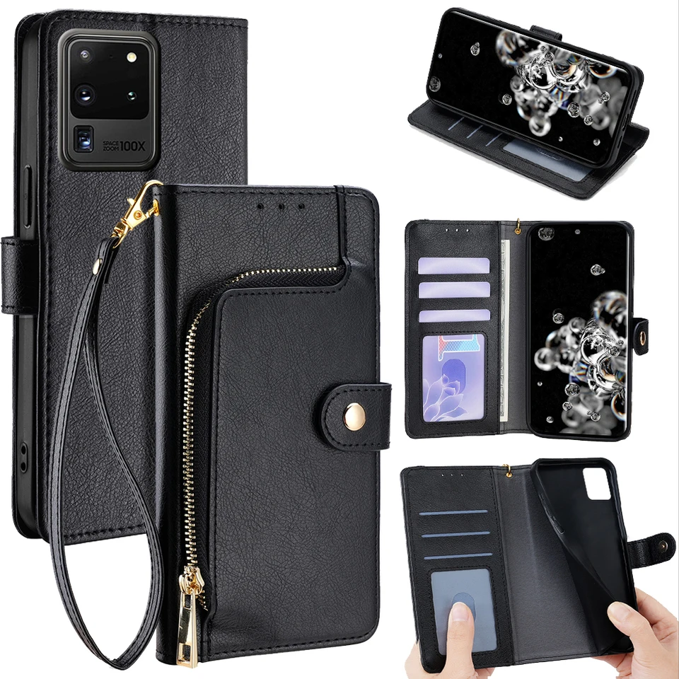 Puzdro pre mobilný telefón módy pre mobilný telefón pre Samsung Galaxy S20 Ultra Fe S10 S10E S9 S8 Plus Lite Zipper Wallet Leather Case Case Case