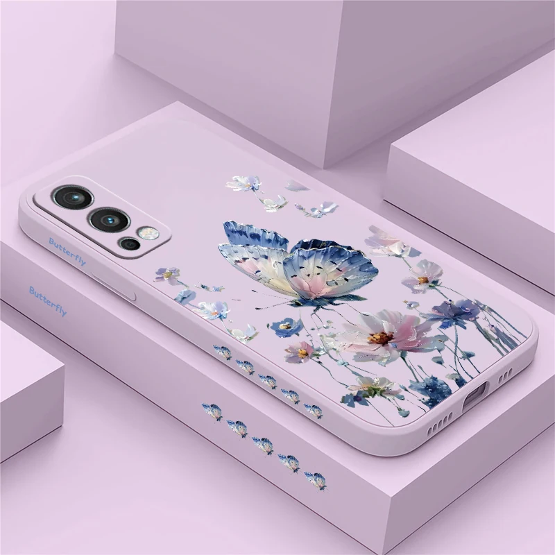 Puzdro pre OnePlus Nord 2 3 N20 8T 8 9 PRO ACE 2V Lesklé farebné kvety motýľa maľba silikónového nárazu odolného voči mäkkému telefónu