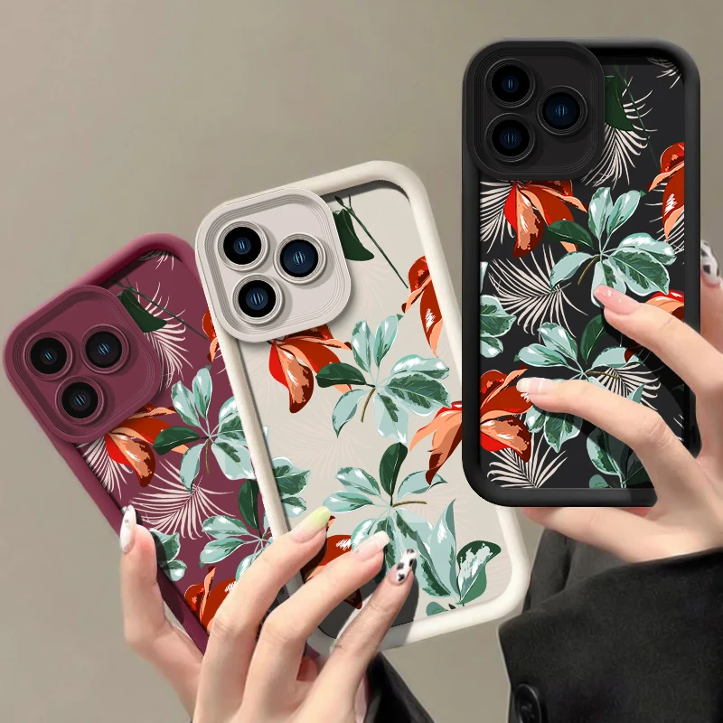 Puzdro pre Oppo Realme GT 6 3 NEO5 Master Soft Plant Flowers Design Shock odolný voči šošovkou Ochrana šošovky Ochrana silikónového telefónu