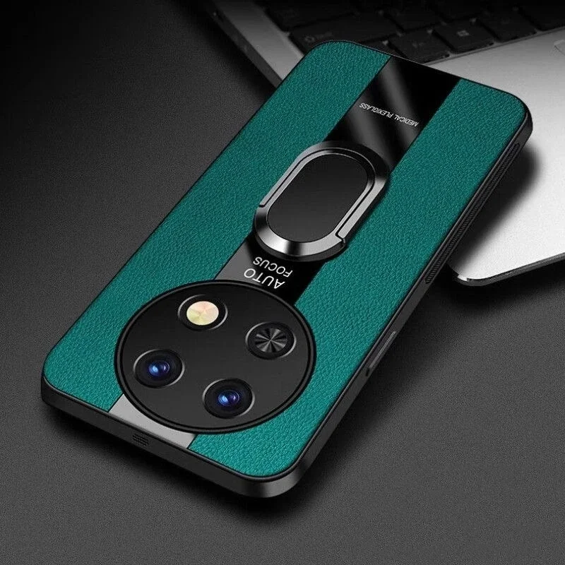 Puzdro pre Realme 13 Pro Plus Magnetický krúžok zadný kryt pre Realme 13Pro 5G Luxusná kožená škrupina Silikónový nárazový nárazník