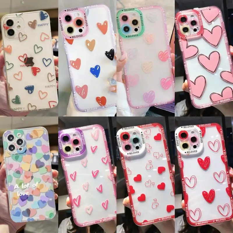 Puzdro pre telefón pre Xiaomi Redmi Poznámka 13 Pro 4G 12 Pro + Poznámka 12 Pro Plus 5G 12S 12c 13C Love Heart Soft TPU Anti-Falling zadný kryt
