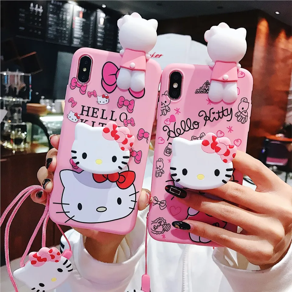 Puzdro pre telefón Samsung Galaxy A32 A33 A34 A40S A41 A42 A50 A51 A52S A53 A54 A71 A72 A72 A73 Sanrio Hello Hello Kitty Holder Cover Lanyard Cover