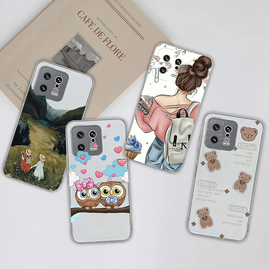 Puzdro pre Xiaomi 13 5G New Fashion Clear Cartoon Flower Sladké dievčatá Soft Silicon Cute Telefón zadný kryt pre Xiaomi 13 Pro 5G Funda