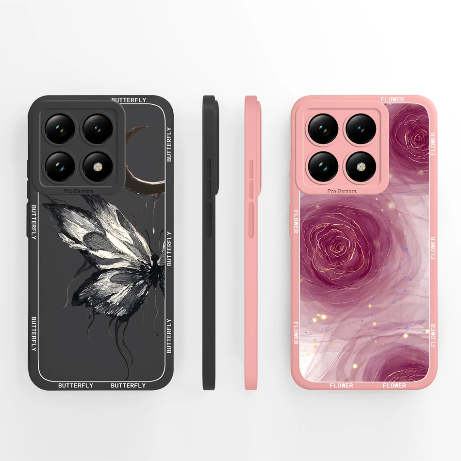 Puzdro pre Xiaomi 14t Pro Soft Soft Silikone Vynikajúci kvetinový telefón pre Xiaomi14t 14tpro úplná ochrana zadného krytu fonda
