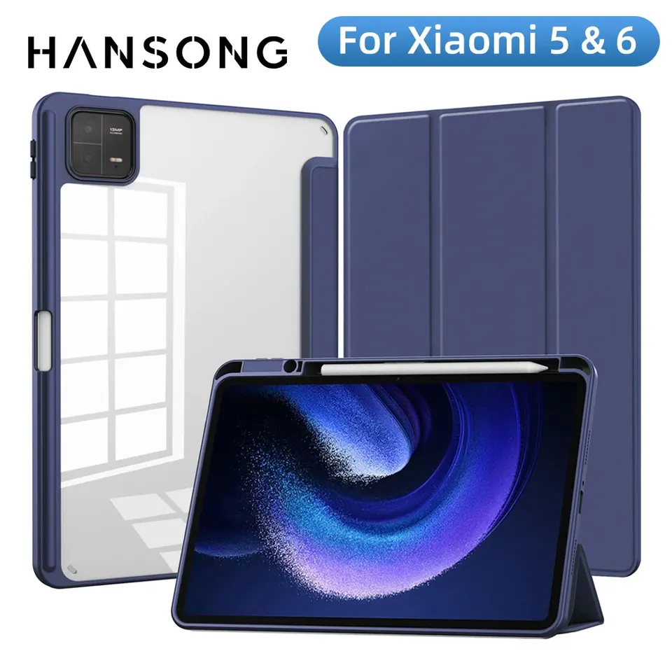 Puzdro pre xiaomi podložku 6/5 11 palcov, priehľadné tvrdé škrupiny zadné folia Trifold Smart Cover Mi Pad 6 Pro 2023, s automatickým prebudením/spánkom