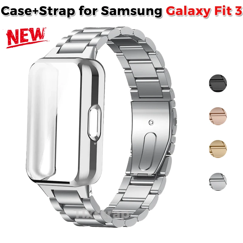 Puzdro+pás pre Samsung Galaxy Fit 3 remienok Náramok Soft TPU TPU Ochranná obrazovka z nehrdzavejúcej ocele Fit3 Correa