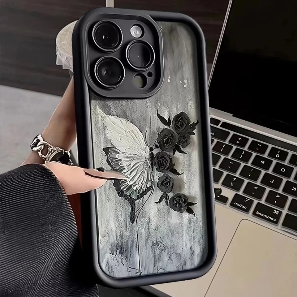Puzdro ružového motýľa pre Xiaomi Redmi Poznámka 13 12 10 9S 11S 8 9 7 10c 12c 9t A1 K20 K30 Ultra K50 Pro 4G Silikónový kryt