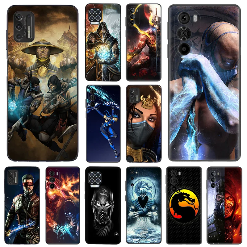 Puzdrá matných telefónov pre Motorola Moto G31 G50 G30 G51 G60 G71 G22 G32 G52 G72 G53 G73 G9 Plus Mortal Kombat Čierny mäkký kryt