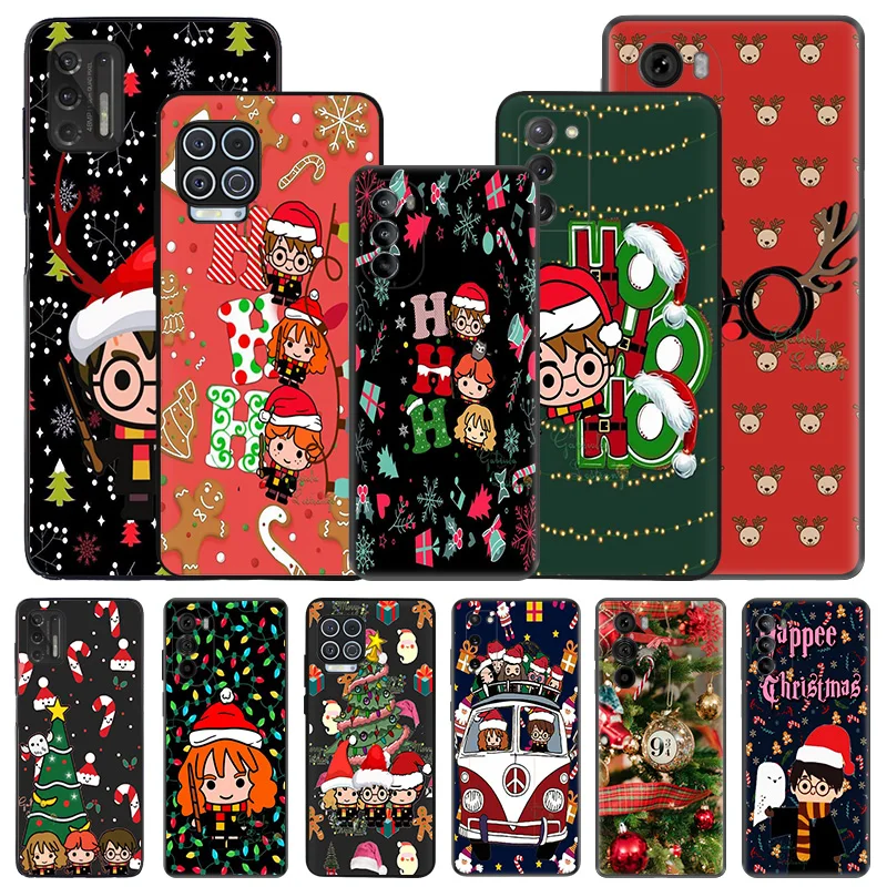 Puzdrá o mäkkých telefónoch pre Moto G53 G73 G9 G50 G51 G71 G22 G32 G52 G72 EDGE40 20 30 Harries Wand Christmas P-Potters Black Matte Cover