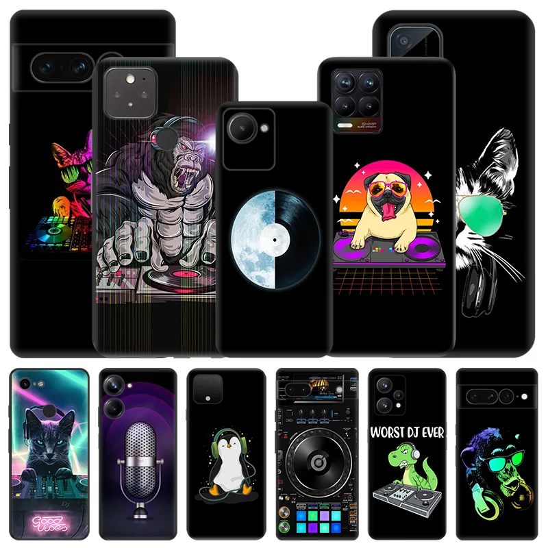 Puzdrá o mäkkých telefónom pre pixel 8a 7a 6a 7 6 8 Karikatúra DJ Radio Music Honor X8B X9B X7B 70 90 x6 x7 x8 x9 A Magic5 Black Matte Cover5