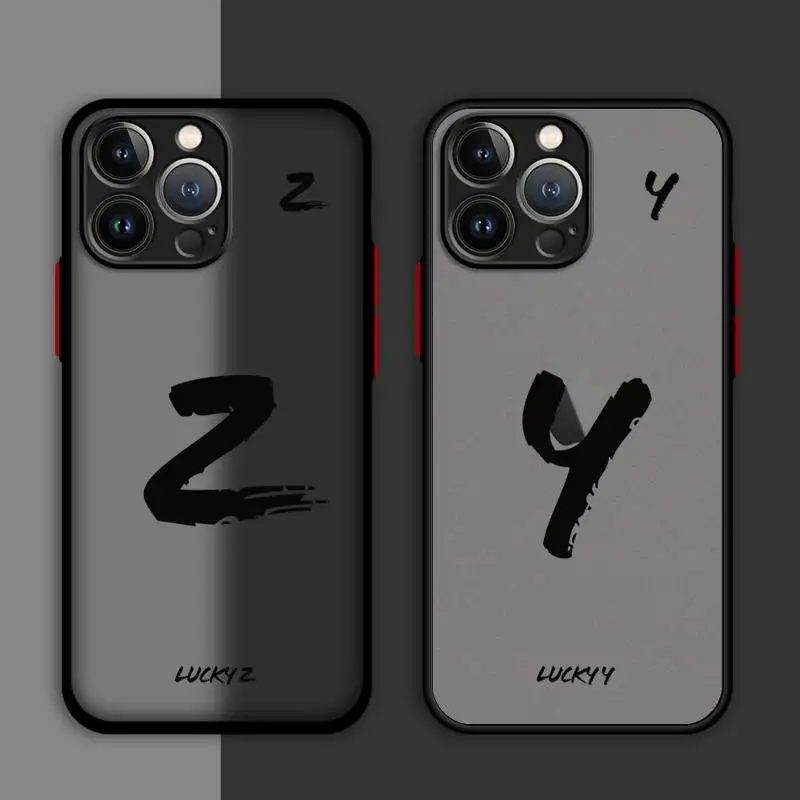 Puzdrá telefónov pre Apple iPhone 11 16 Prípad 8 14 12 Pro 15 7 8Plus 13 Mini XS X XR Luxury Fundas Cover Cover Black Ink Style Letters Zy