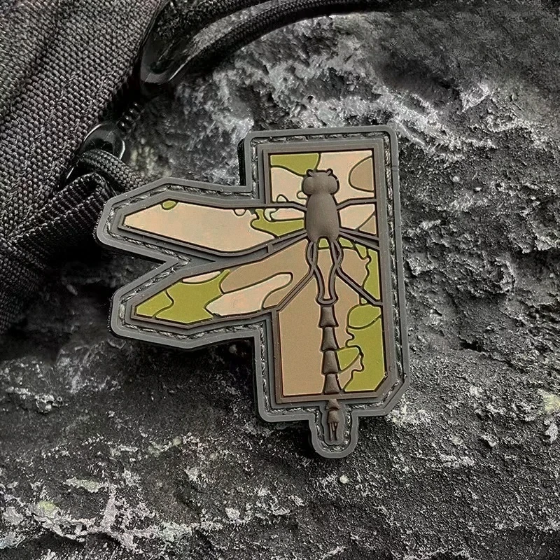 PVC All Terrain Camouflage Dragonfly Tactical Patch Hook and Loop Armband 3D Morale Badge Patches pre batoh