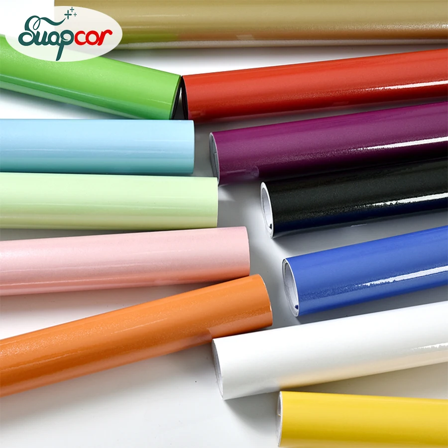 PVC lesklý dekoratívny film pevná farba Self Adhesive tapeta Moderný nábytok skrinky skriňové skrine vodotesné nálepky