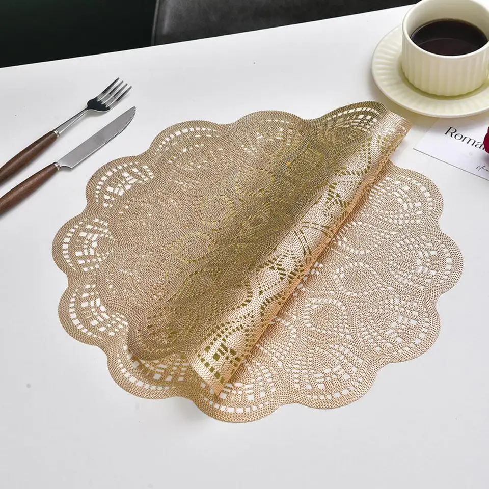 PVC Placemat Flower Lace Vysoko teplota odolná v oblasti stolovania COASTER MAT Izolačná podložka pre kuchynské stravovanie Domovod